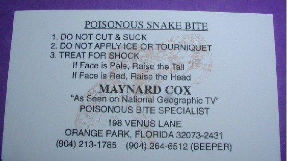 Maynard Coxâs Management of Snakebites