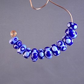 Lapis and periwinkle Lampwork set