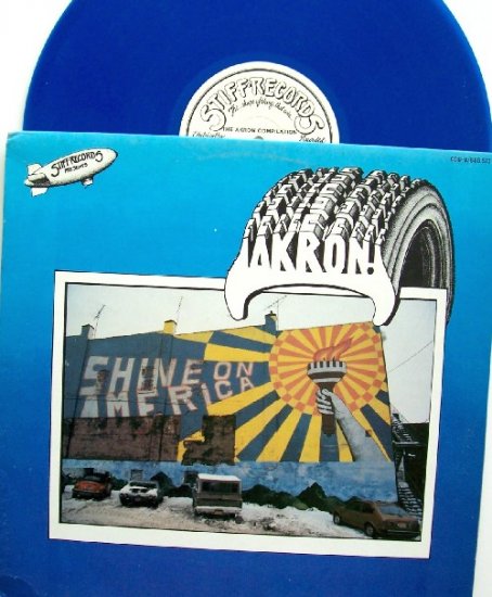 AKRON Shine on America Stiff Get3 Record Rachel Sweet -Belvederes Rare Blue Vintage Vinyl