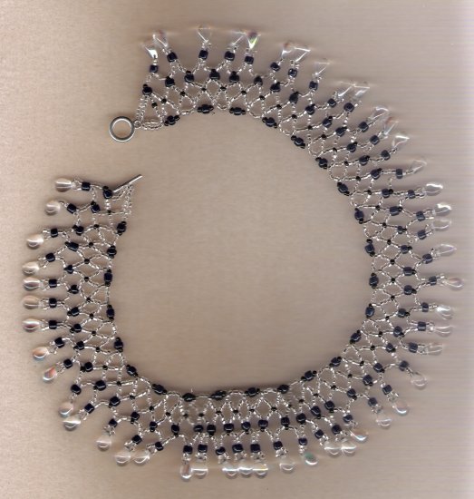 Blue Seed Bead with Clear Teardrop Bead Choker
