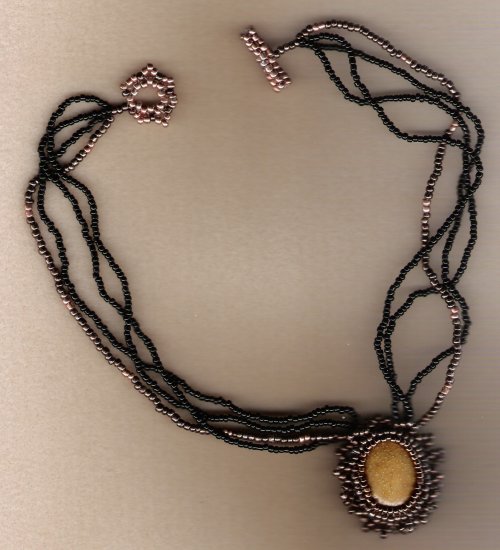 Polymer Cabachaun Beaded Handcrafted 17 1/2 inch Necklace