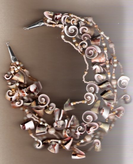 Curled Shell Multistrand Handcrafted 18 inch Necklace