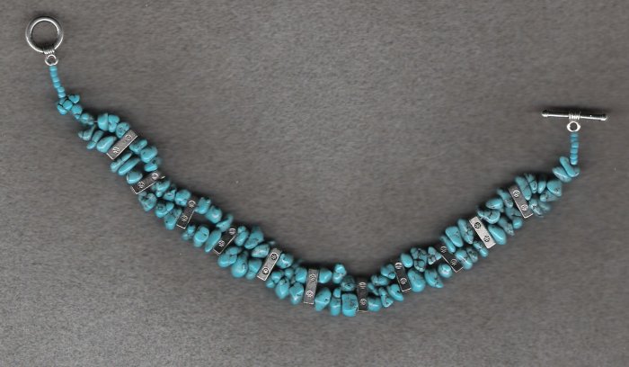 turquiose nuggets 8 1/2" handcrafted OOAK bracelet