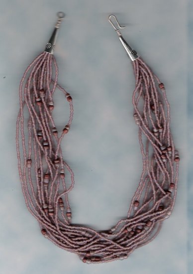 Multi Strand Lilac seed Bead Handcrafted 16 inch Necklace
