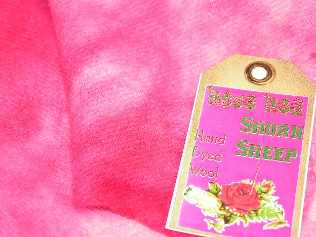 Hand Dyed Rug Hooking Wool w/Lanolin~ ROSE RED ~Shorn Sheep~Fat Quarter~FREE US SHIP