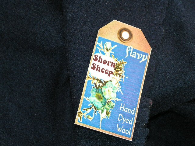 NAVY - Hand Dyed Lanolin Wool - Rug Hook, Quilt, Penny Rug-Shorn Sheep - Free US Ship