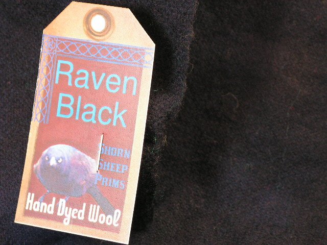 RAVEN BLACK - Hand Dyed Lanolin Wool - Rug Hook, Quilt, Penny Rug-Shorn Sheep - Free US Ship