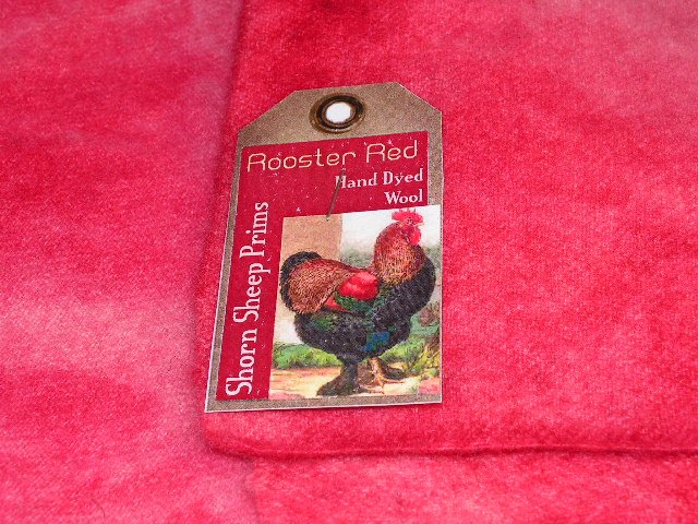 ROOSTER RED - Hand Dyed Lanolin Wool - Rug Hook, Quilt, Penny Rug-Shorn Sheep - Free US Ship