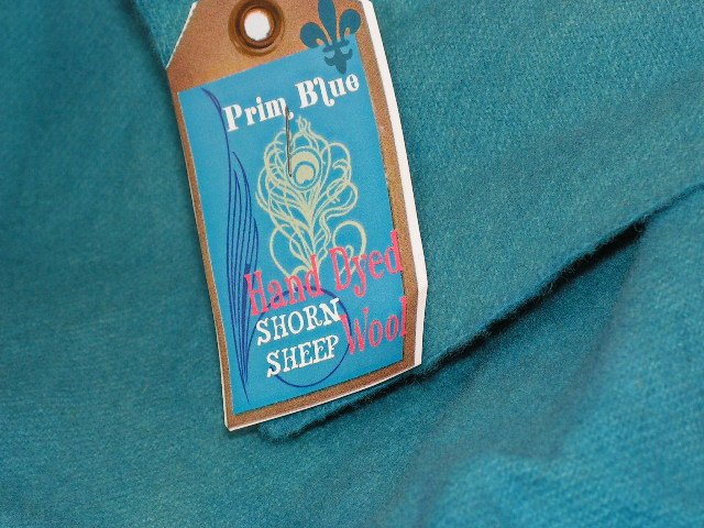 PRIM BLUE - Hand Dyed Lanolin Wool - Rug Hook, Penny Rug - Shorn Sheep - Free US Ship - 1/4 YD