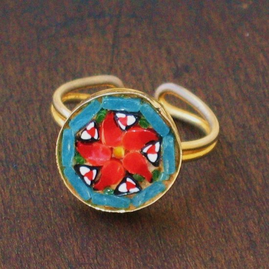 sweet & fun vintage glass micromosaic ring - jewelry