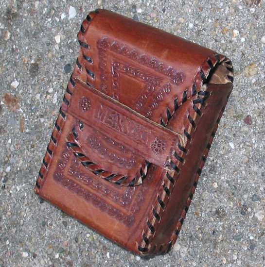 vintage tooled leather case (fits mp3 & cellphone!) mexico