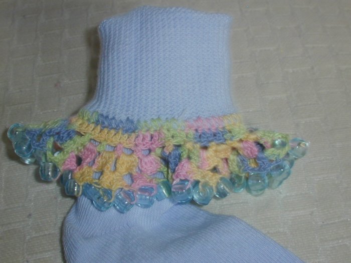 Girls Custom Beaded Crocheted Socks-Ladies Sizes Available