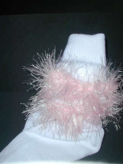 Pink Fun Fur Crocheted Girl's Boutique Socks