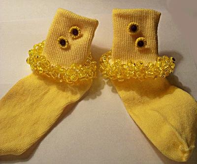 Girl's Beaded Yellow Sunflower Socks