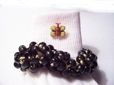 Black and Yellow Girls Beaded Butterfly Socks