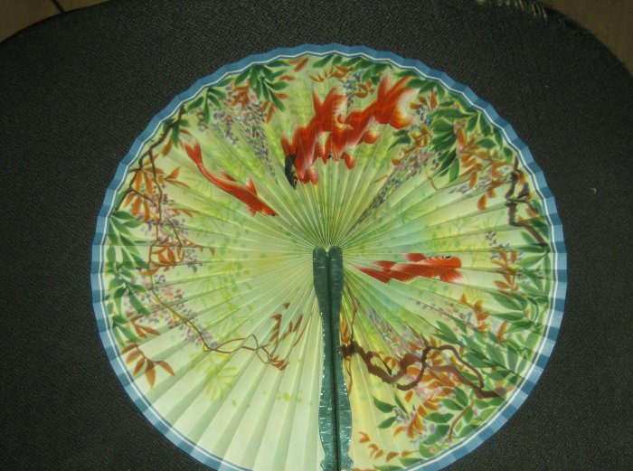 Vintage Asian 1950's Foldaway Fan In Org Box