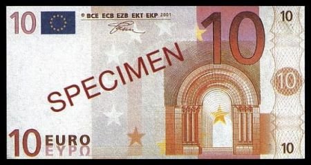 10 EURO SPECIMEN BANKNOTE - UNCIRKULATED