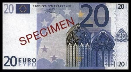 20 EURO SPECIMEN BANKNOTE - UNCIRKULATED