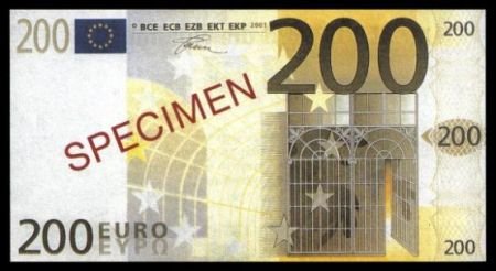 200 EURO SPECIMEN BANKNOTE - UNCIRKULATED
