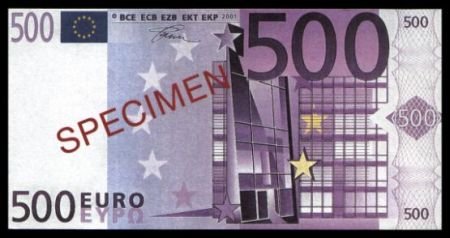 500 EURO SPECIMEN BANKNOTE - UNCIRKULATED