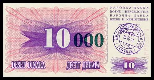 BOSNIA AND HERZEGOVINA - 10 000 Dinara 1993, Pick 53a, UNC