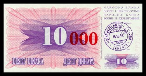 BOSNIA AND HERZEGOVINA - 10 000 Dinara 1993, Pick 53b, UNC