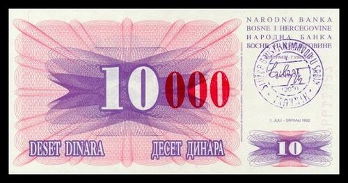 BOSNIA AND HERZEGOVINA - 10 000 Dinara 1993, Pick 53d, UNC