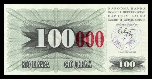 BOSNIA AND HERZEGOVINA - 100 000 Dinara 1993, Pick 56d, UNC