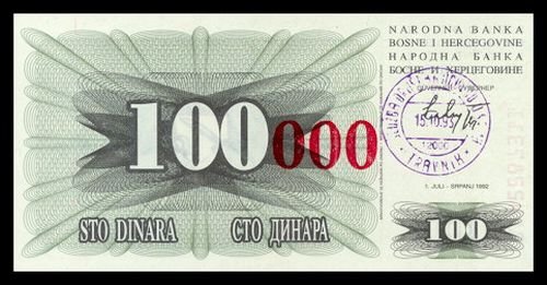BOSNIA AND HERZEGOVINA - 100 000 Dinara 1993, Pick 56b, UNC