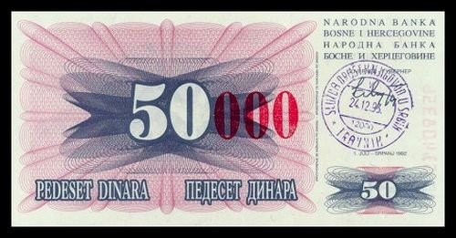 BOSNIA AND HERZEGOVINA - 50 000 Dinara 1993, Pick 55d, UNC