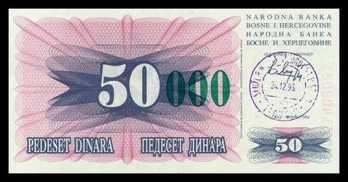 BOSNIA AND HERZEGOVINA - 50 000 Dinara 1993, Pick 55c, UNC