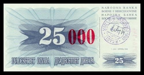 BOSNIA AND HERZEGOVINA - 25 000 Dinara 1993, Pick 54d, UNC