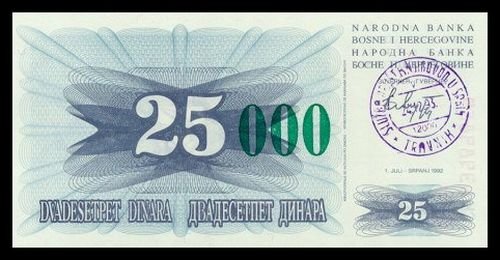 BOSNIA AND HERZEGOVINA - 25 000 Dinara 1993, Pick 54c, UNC