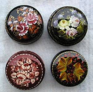 Hand-Painted Lacquer Box w/Floral Design