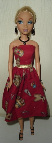 Barbie Doll Type Dress Holiday Baking Gingerbread
