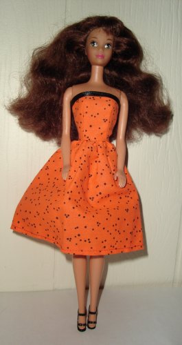 Barbie Doll Type Dress Orange Poke-a-dot