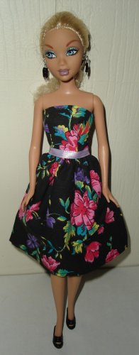 Barbie Doll Type Dress Purple and Pink Flowers