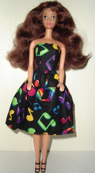 Barbie Doll Type Dress Colorful Music Notes