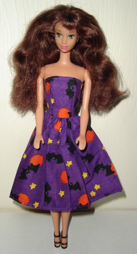 Barbie Doll Type Dress Halloween Purple Bats & Stars
