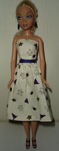 Barbie Doll Type Dress Halloween Ghost and Spiders