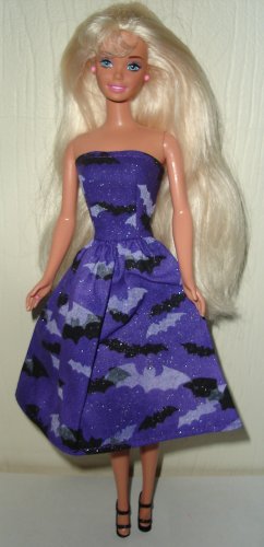 Barbie Doll Type Dress Halloween Black and Purple Bats