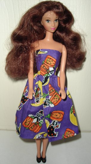 Barie Doll Type Dress Halloween Purple Pumpkin and Black Cat