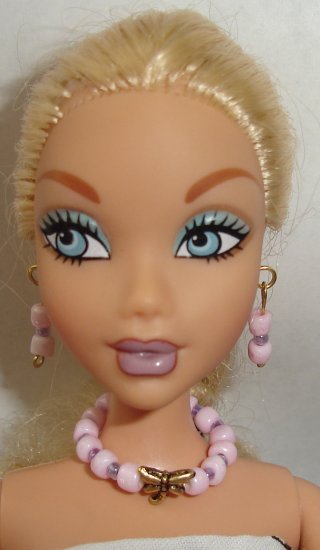 Barbie Doll Type Jewelry Pink Dragonfly set