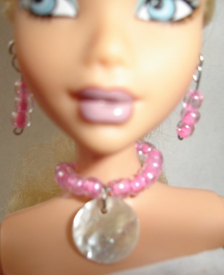 Barbie Doll Type Jewelry Pink Shell set