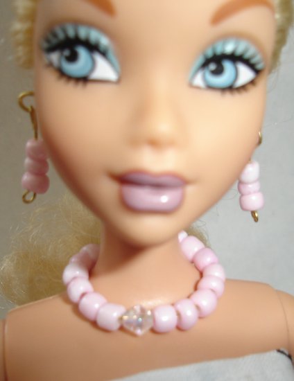 Barbie Doll Type Jewelry Pink Sparkle set