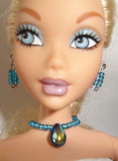 Barbie Doll Type Jewelry Light Blue Tear Drop set