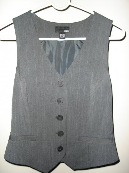 H&M Grey Charcoal with white Stripes Vest
