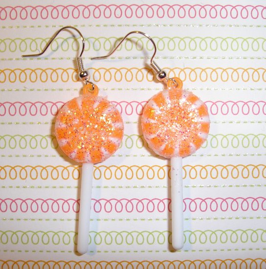 Orange Lollipop Sucker Earrings