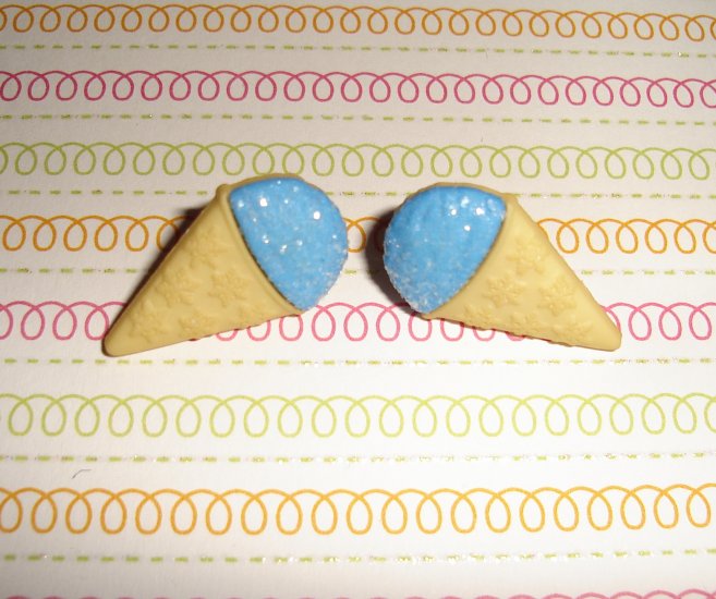 Blueberry Blue Ice Cream Snow Cone Earrings