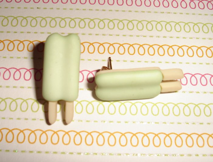 Lime Green Ice Cream Popsicle Earrings